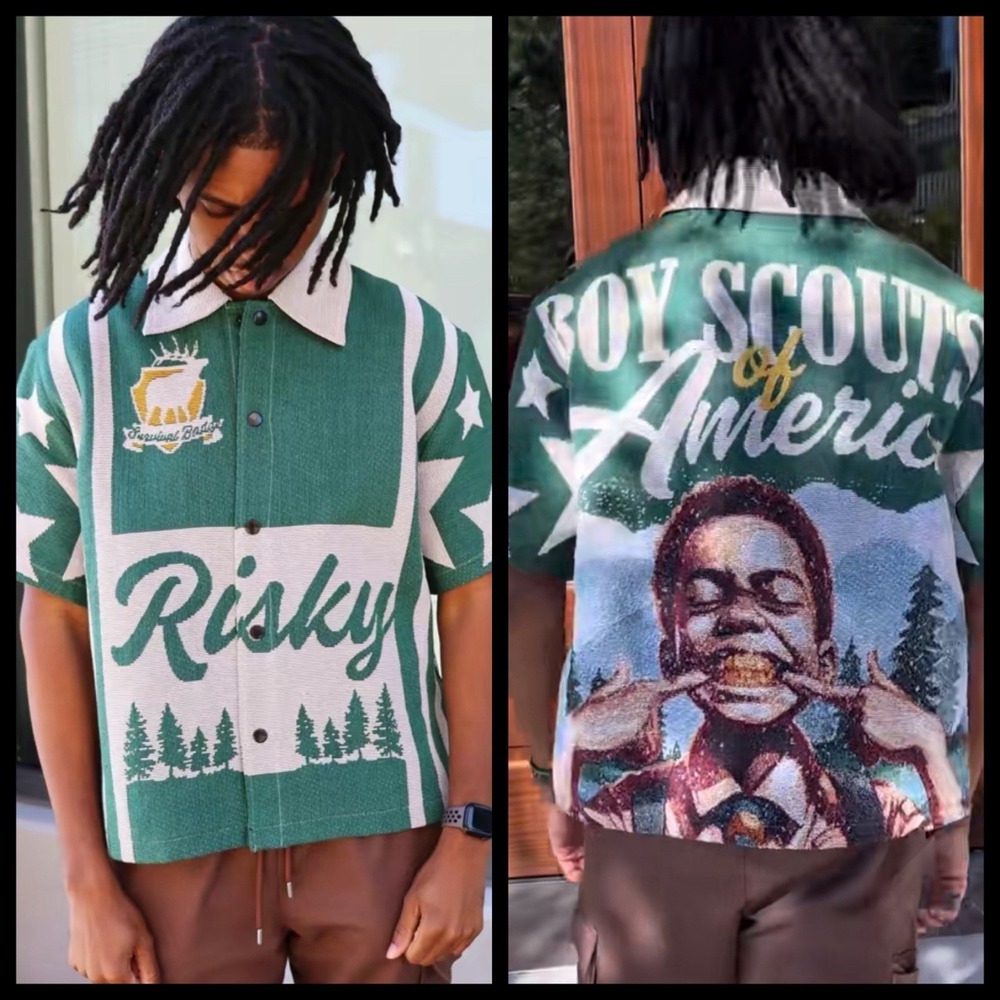 Risky Rewards Shirt "Boy Scouts of America" 2XL TikTok Camp Shirt Novelty